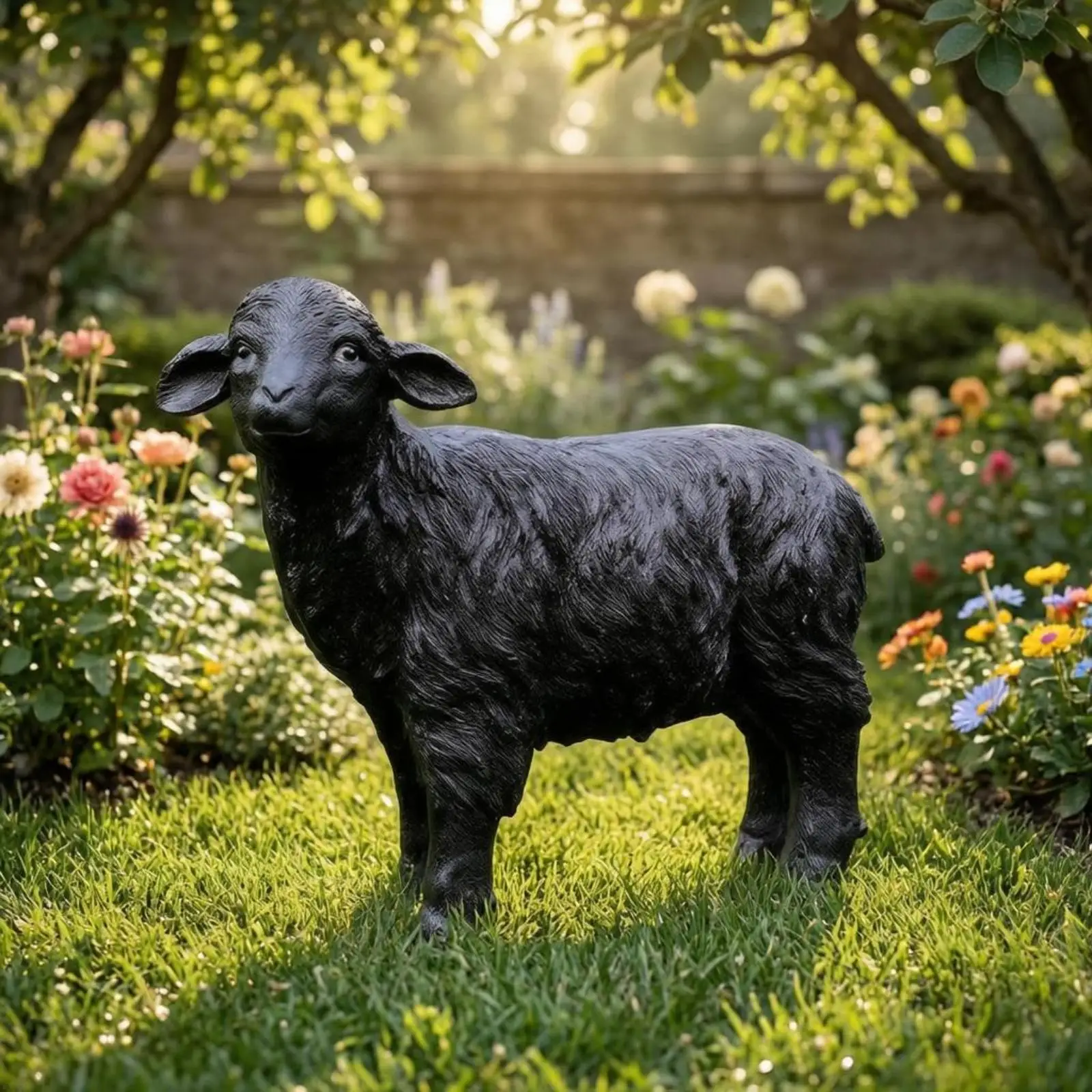 Sheep Statue Outdoor Garden Decor Resin Fiberglass Animal Figurine Realistic Ovine Sculpture Landscape Art for Yard Patio