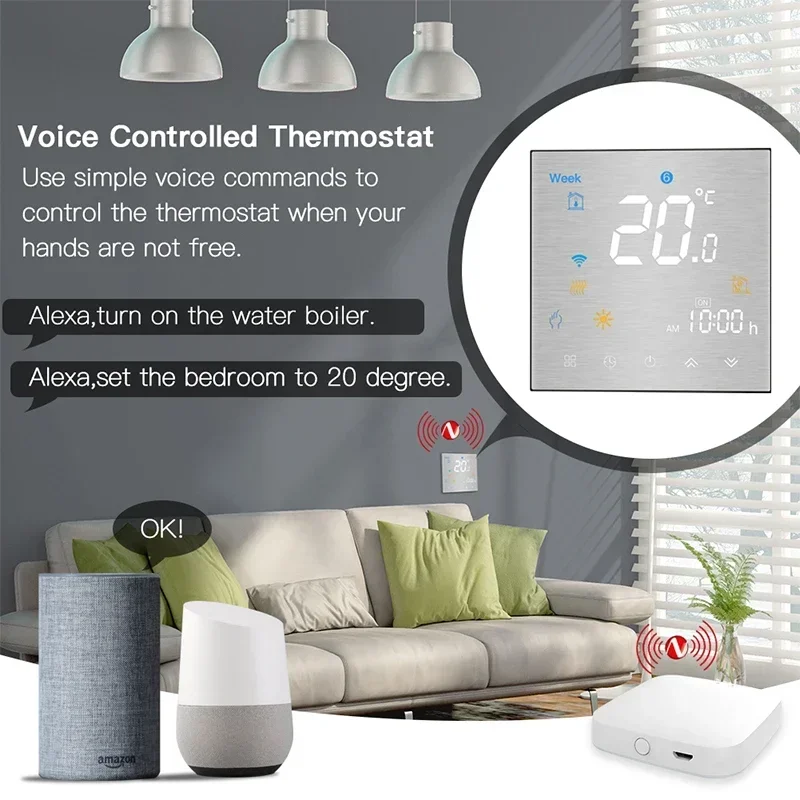 Tuya Metal Brushed Panel ZigBee Smart Thermostat Water/Electric Floor Heating Water/Gas Boiler 2MQTT Alexa Google Home SmartLife