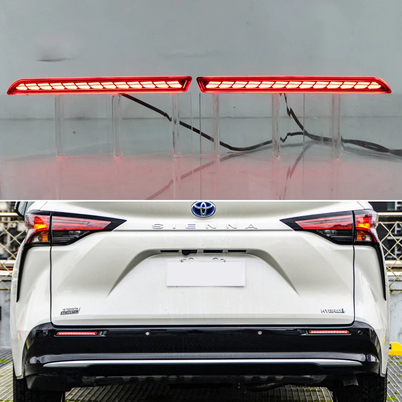 2Pcs For Toyota Sienna 2021-2023 Car LED Rear Bumper Light Reflector Taillights Fog Lamp Reverse Lights Backup Brake turn signal - Image 3