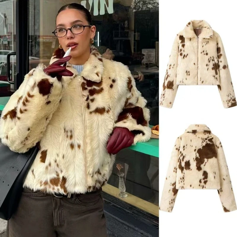 The New Autumn Winter Women's Fashion and Simple Leopard Print Fur Coat Is A Casual and Versatile Top with An Elegant Demeanor.