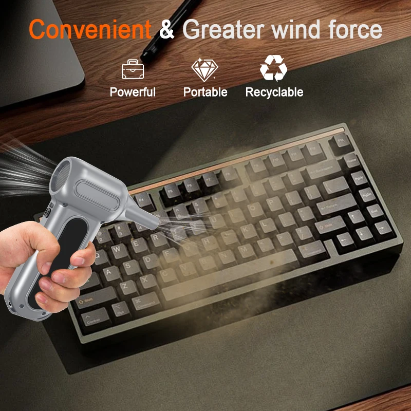 مروحة توربو - مروحة نفاثة عالية الطاقة - محرك بدون فرش - مكنسة كهربائية ذات سرعة قابلة للتعديل - أداة تنظيف - منفاخ هواء - منفاخ هواء محمول، مناسب لأجهزة الكمبيوتر ولوحات المفاتيح والتخييم والسيارات، أفضل هدية للزوج والأصدقاء