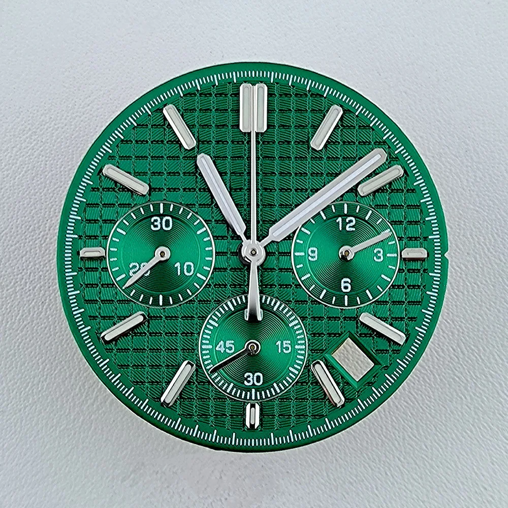 Циферблат VK63, 31,8 мм, НЕТ логотипа, циферблат с пандой, зеленый светящийся циферблат, подходит для часов с механизмом VK63, аксессуары, инструменты для ремонта