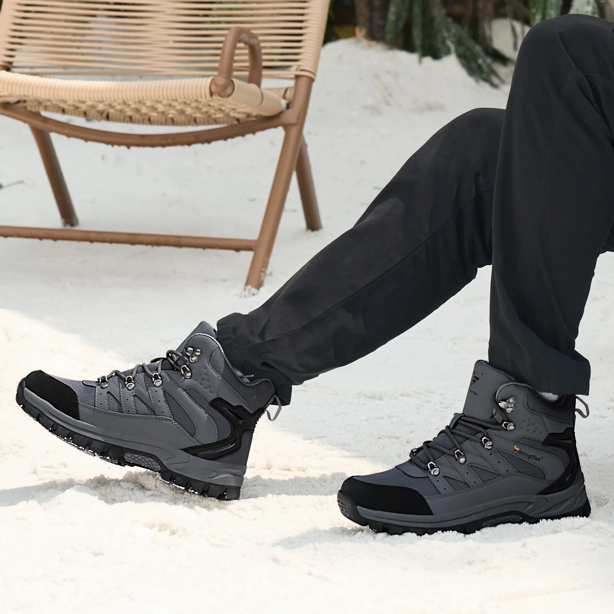 Fittington Herren-Wanderschuhe mit breiter Zehenpartie, wasserabweisend, hoher Schaft, taktische Militärstiefel, Trekking-Schuhe für Herren, Herbst, rutschfest. – Detail 9