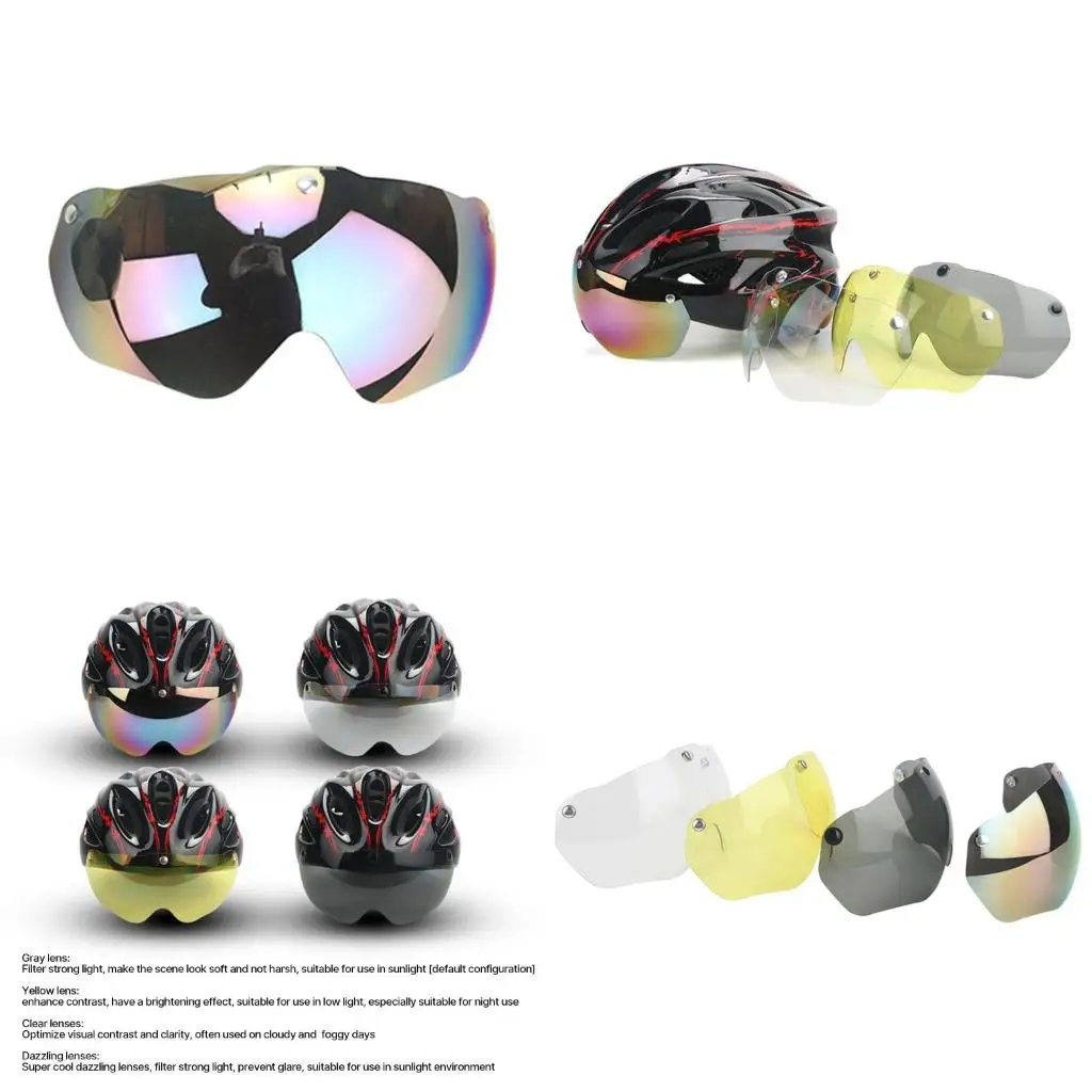 

Lens Bicycles Helmet Goggles Windshield Detachable Sun Visors Windproofs