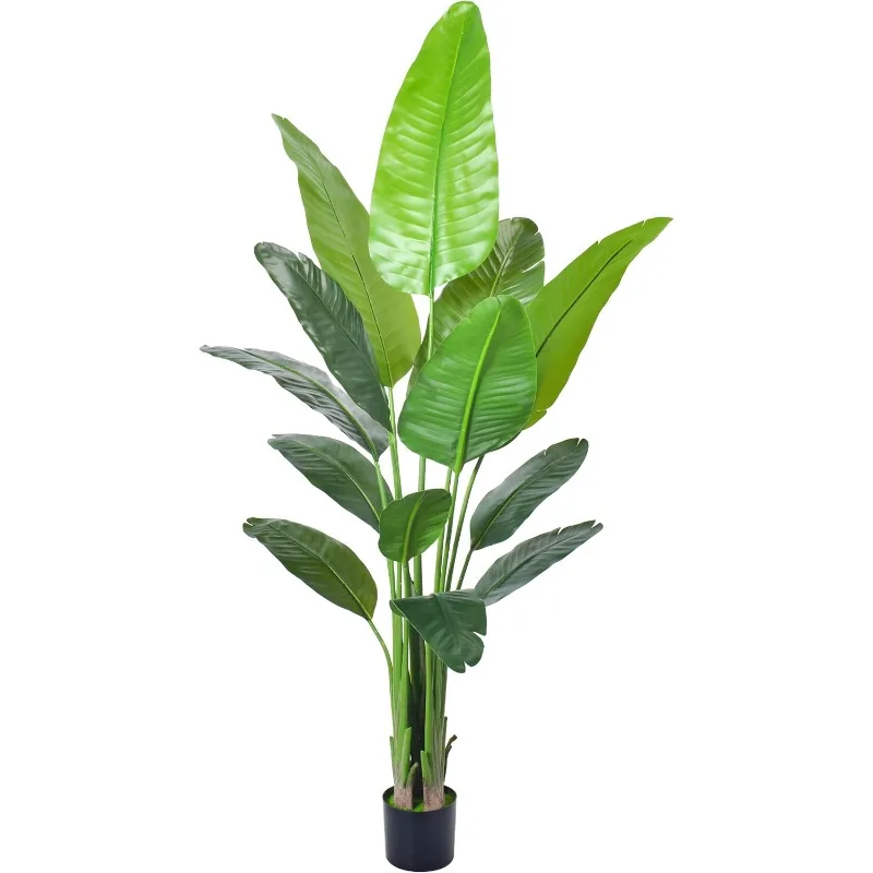 

Artificial Bird of Paradise Plant,Faux Palm Tree Potted Plant with Real Touch Leaves,Fake Trees