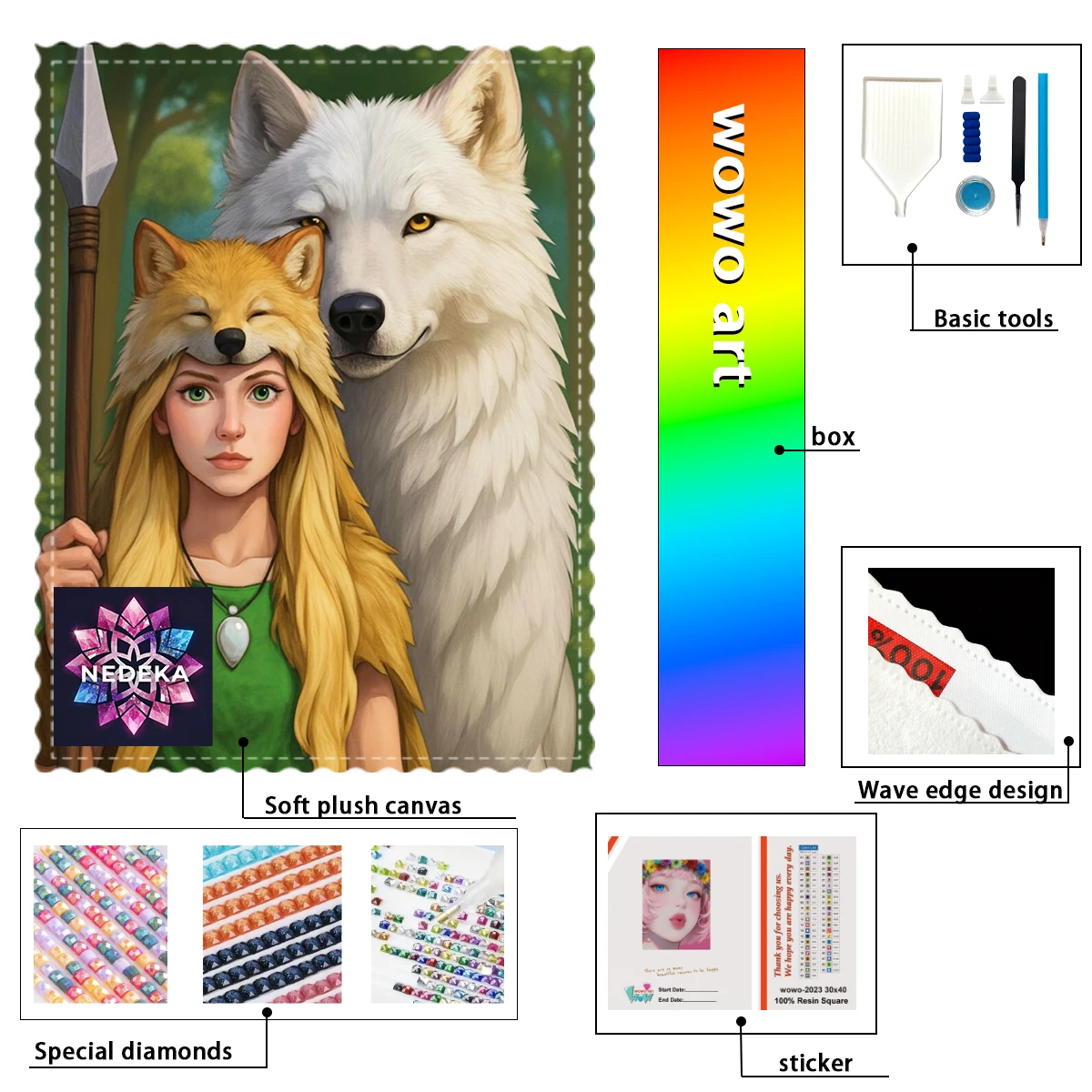 

【NEDEKA_ Diamond Art】The blonde fox girl and the wolf AB Rhinestone FD Rhinestone Perfect Resin Diamond