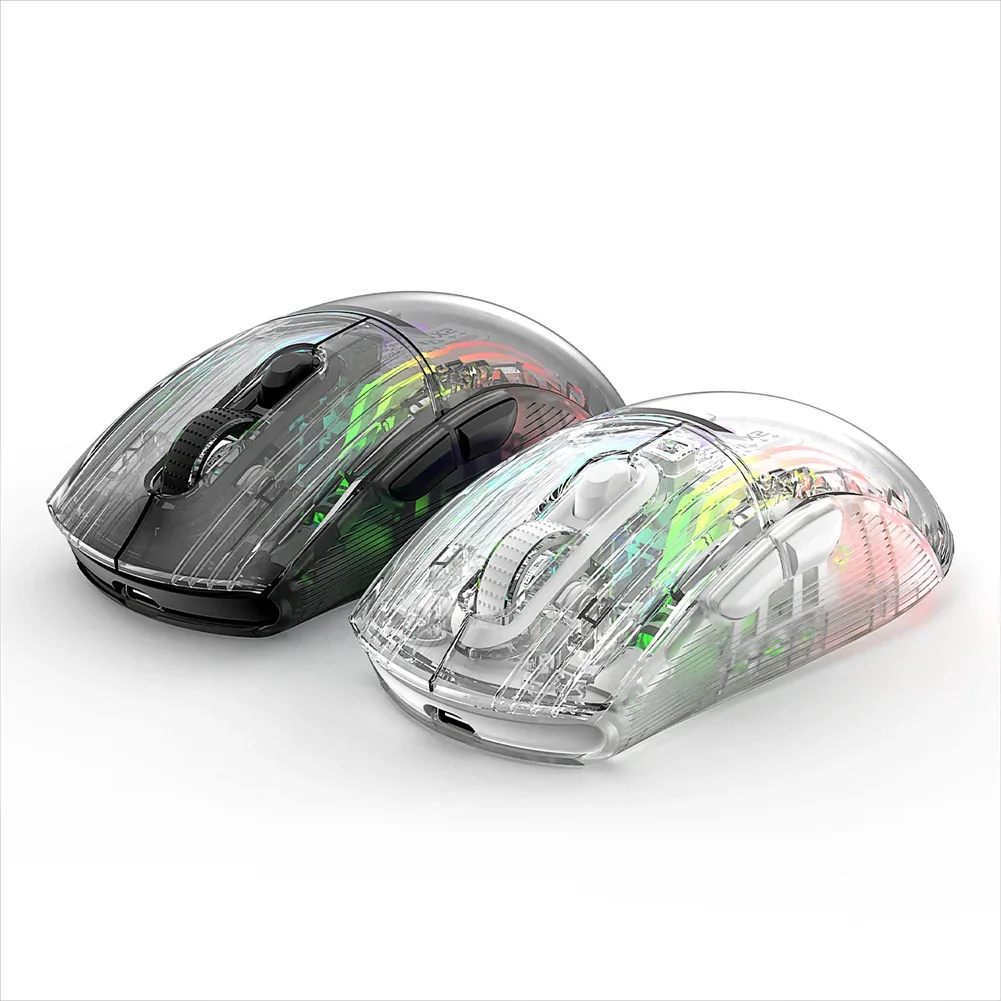 Attack Shark X2 Gaming Mouse Unisex Transparent 2.4G Wireless Bluetooth 3D RGB Computer Mice with Optical Sensor Gaming Mouse