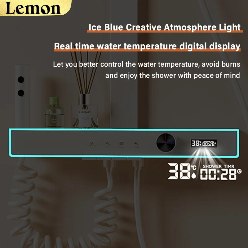 CHOOXIWU - Large storage table wall thermostatic shower shower set All copper shower household pressurized nozzle