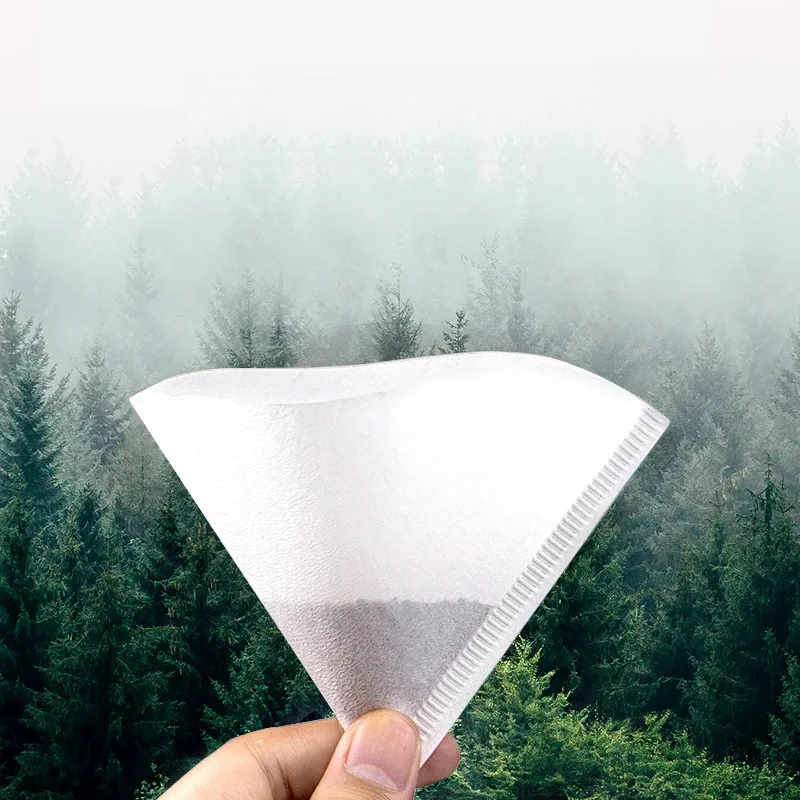 20Pcs Coffee Filter Paper V-shaped Wood Pulp Cone Filter Paper Hand Made Coffee 50 Pieces A Bag