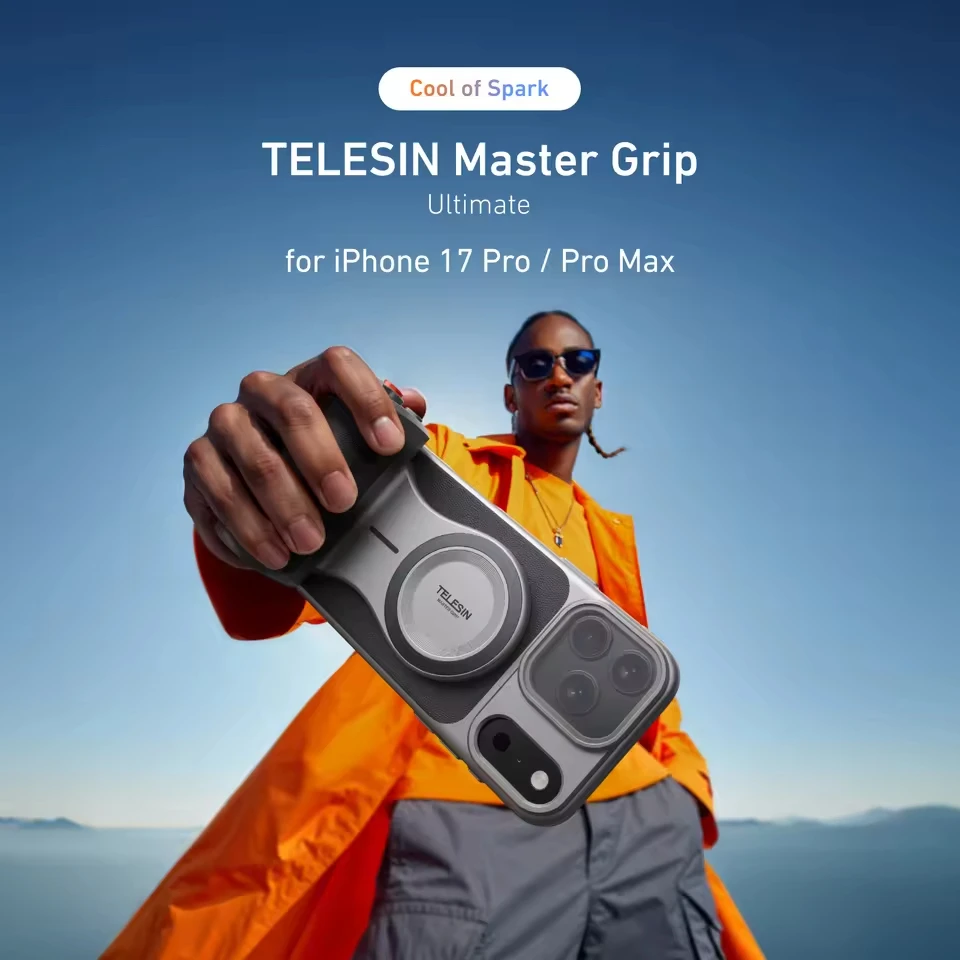 TELESIN Master Grip Kit for iPhone 17 Pro/Max Magnetic Eco-friendly Gaming Phone Camera Grip 3200mAh Battery Wireless Charging