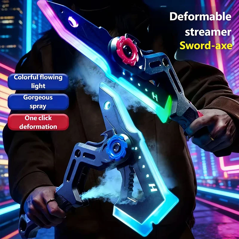 

Outdoor Toy Bright Sword Axe Multi-Color Flash LED Light Streamer Cosplay Sword Toy Party Family Interactive Toy For Kids Adult