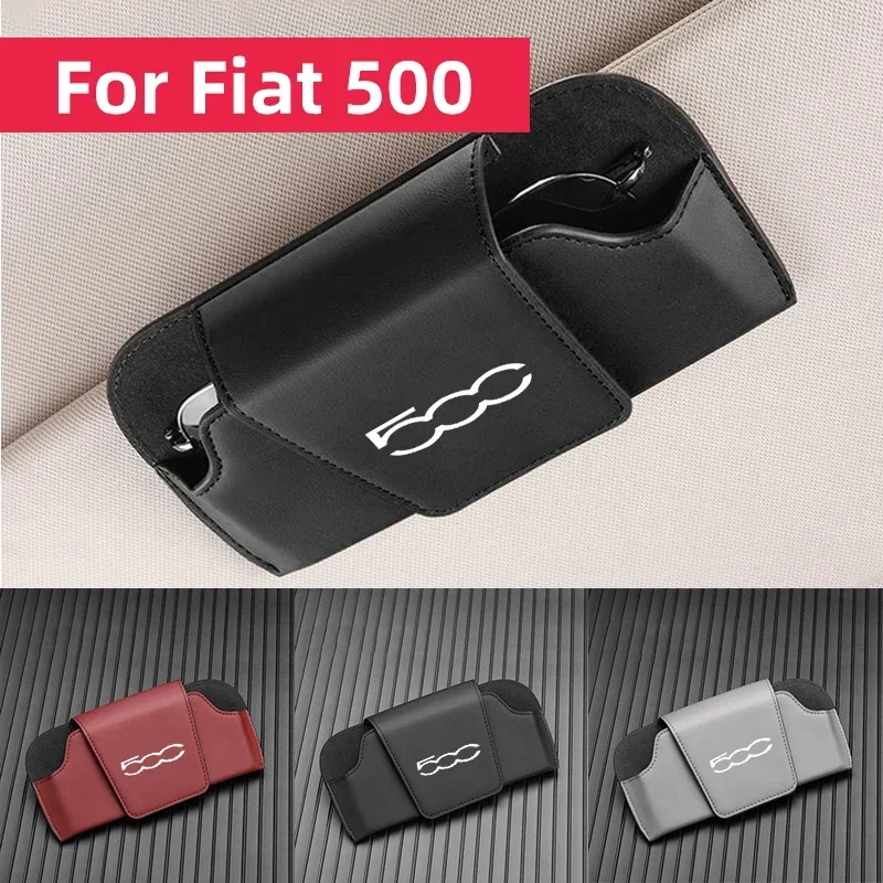 

For Fiat 500 500C 500X Glasses Clip Leather Car Interior Sunshade Sunglasses Storage Box Auto Glasses Holderl Accessory