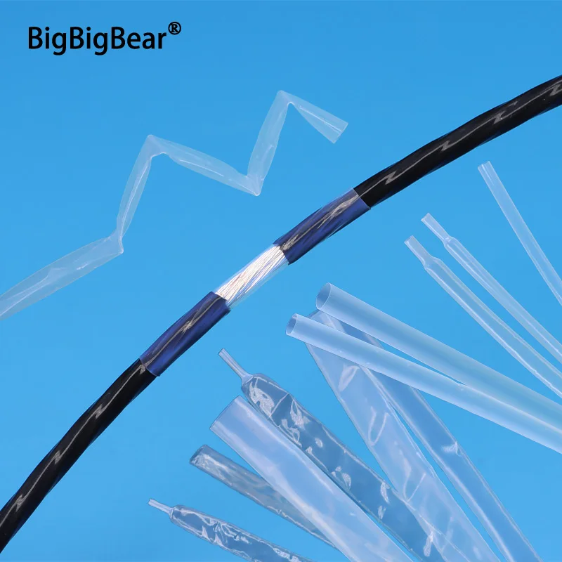 1.7:1 / 1.3:1 /4:1 Transparent PTFE/FEP Heat Shrink Tube 1M Dia.0.5/1/1.5/2/2.5/3/3.5 ~ 40mm High Temperature Cable Shrink Film