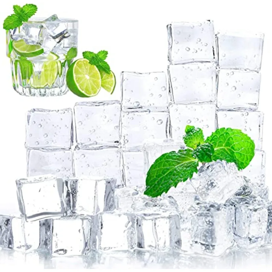 

Fake Ice Cubes 20 PCS 1ih Plastic Ice Cubes Acrylic Square Clear Rock Diamond Crystals Vase Fillers for Centerpieces Photograph