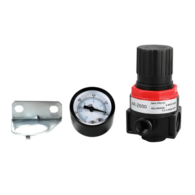 AR2000 1/4\'\' Air Pressure Regulator Control For Compressor Pump Gas Regulating Treatment Units with Gauge Adjustable