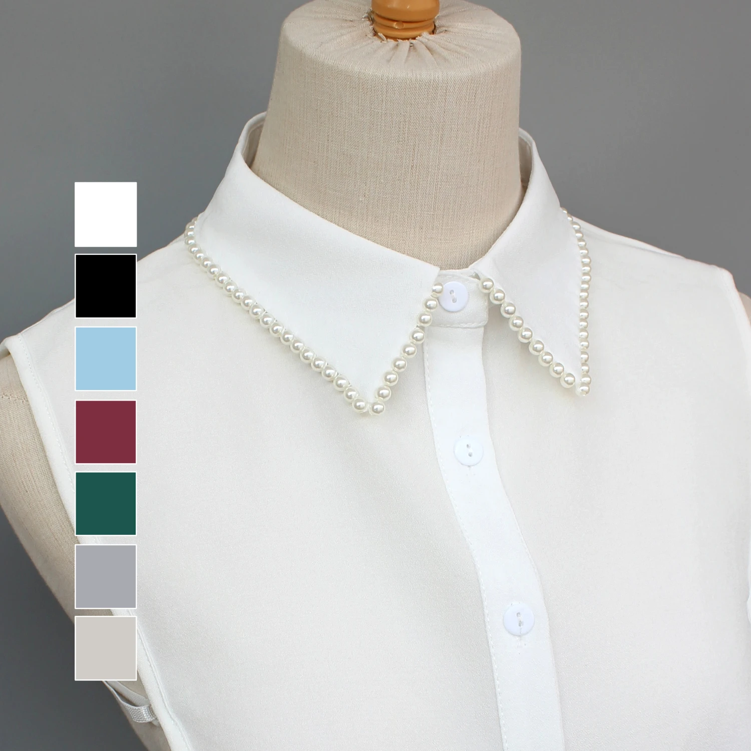 Exquisite fake collars with hand-sewn pearl embellishments. These decorative collars are unique, versatile, and detachable. The