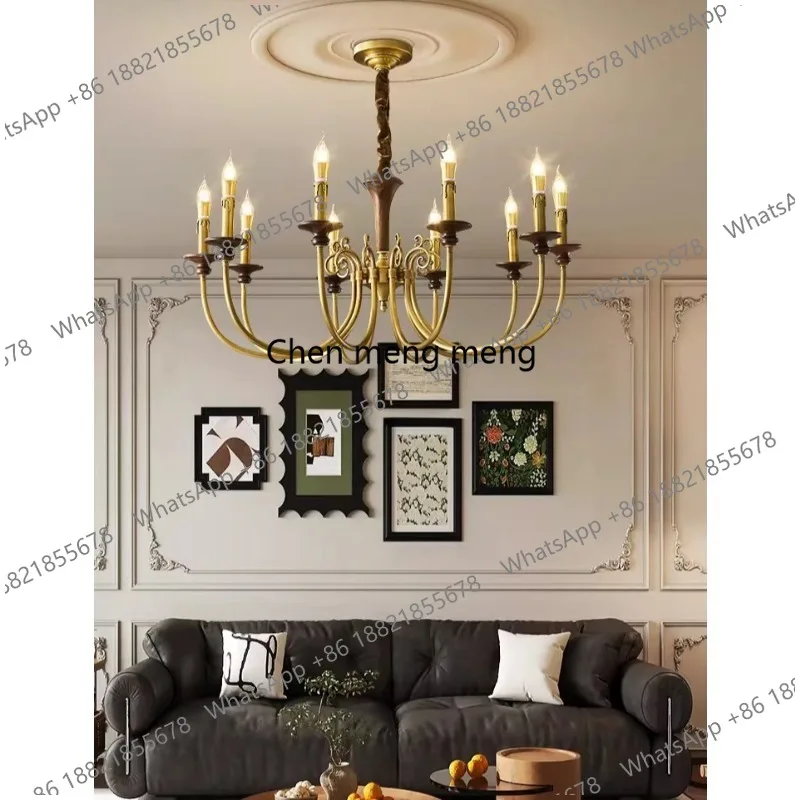 

Цельномедная люстра в стиле французского средневековья и американского ретро для гостиной, столовой, спальни, с защитой для глаз, новая, легкая роскошь, премиум-класс