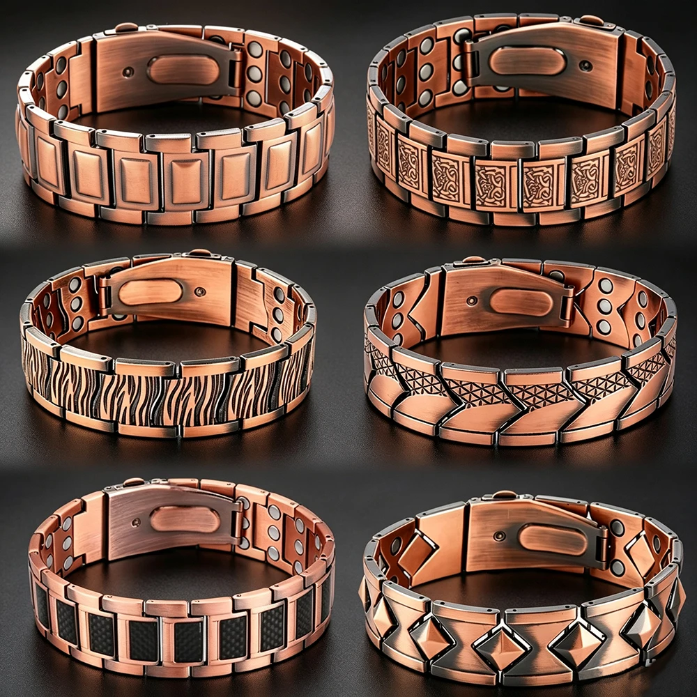 3500 Gauss Men's Copper Plated Bracelet Vintage Magnetic Chain Bracelet-Health Energy Germanium Magnetic Bracelet Jewelry Gift