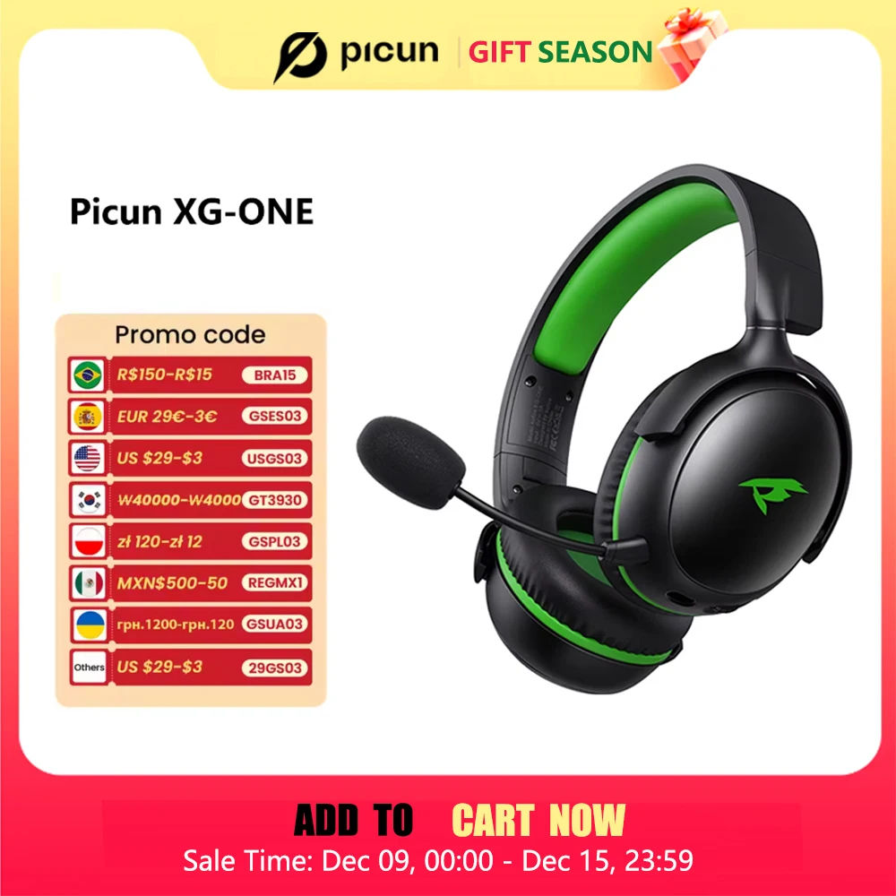 Kofire XG-ONE 2.4GHz XBOX Gaming Headset with ENC Mic Over-Ear Headphones 53mm Speaker 3D Sound  PC PS4 PS5 Options Game Music