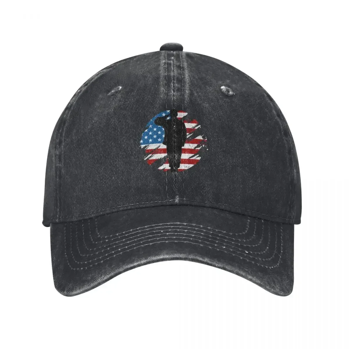 American Flag Saluting Soldier Round Grunge, Proud Soldier Baseball Cap Military Cap Man Hat Baseball Cap Baseball Men Women's