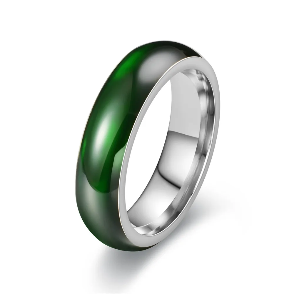 6mm 316L Stainless steel Ring for Men And Women Hot Movie Rings Center Cool Green White Wide Jade Color Men Ring JR2065