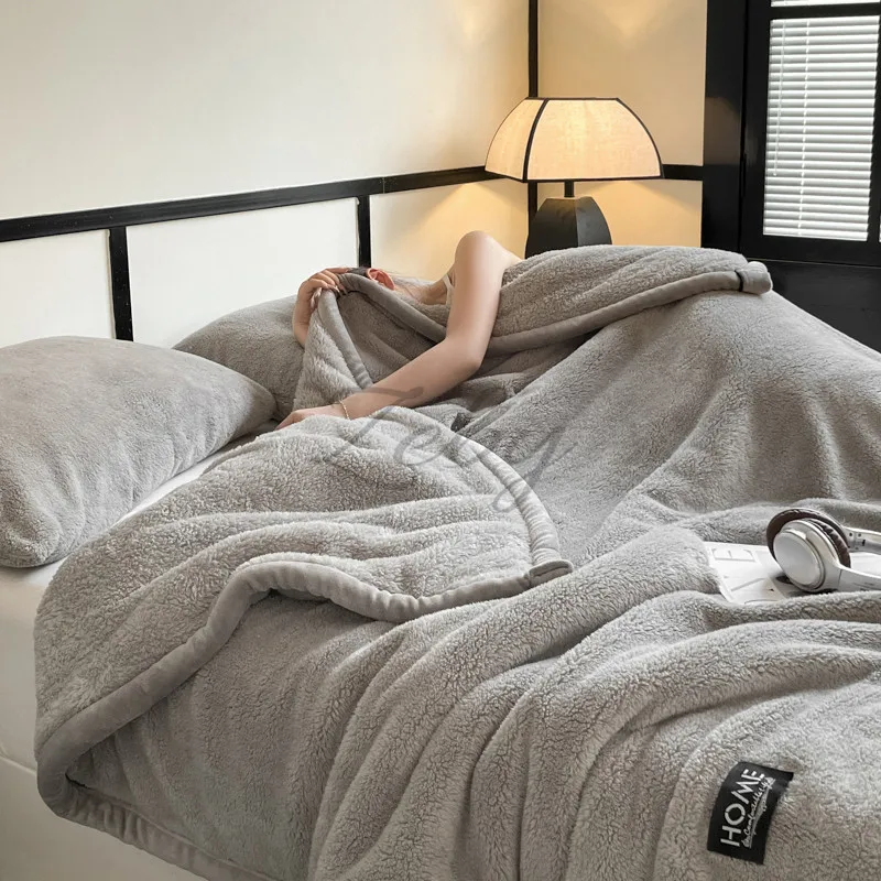 جديد الصف أ نصف الجانبين الصوف الخريف الشتاء الدفء البطانيات لينة رقيق الدفء أريكة البطانيات لرمي القيلولة شال بطانية