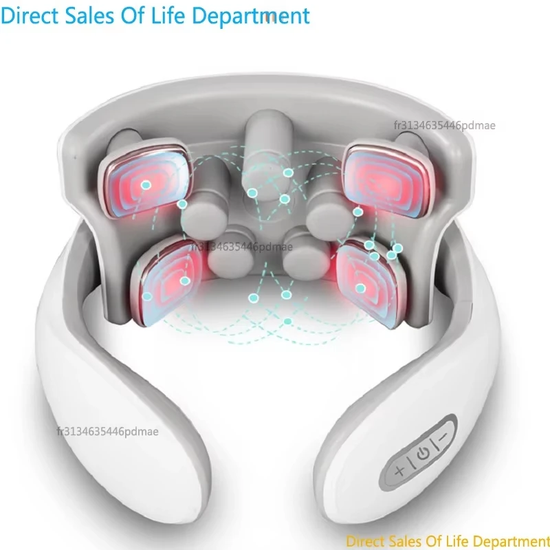 Nieuwe vibratie nekmassager Oplaadbare lage frequentie puls cervicale stimulator Slimme elektrische nekmassager Heet kompresmassage