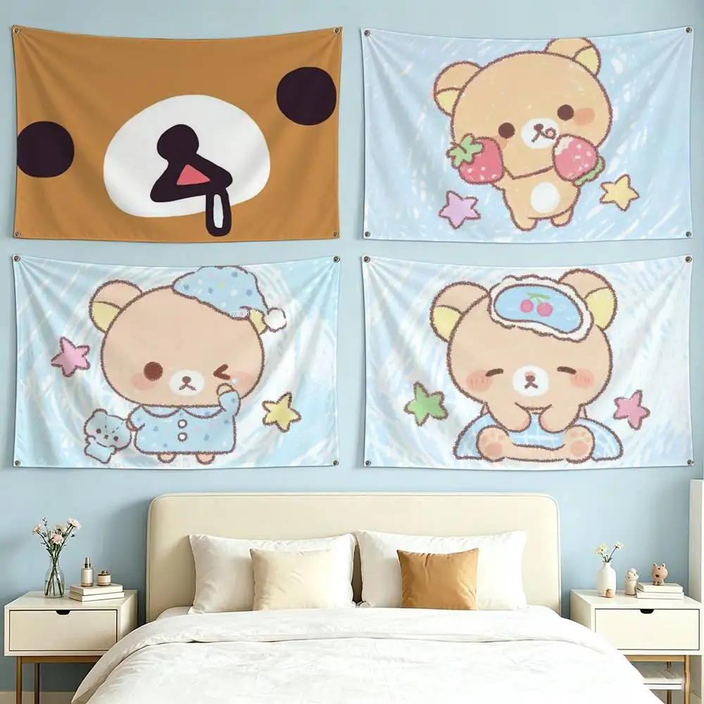 Cute R-Rilakkumas-S Bear  Flags Wall Hanging Tapestry Outdoor Garage Room Decorative flag Background Blanket