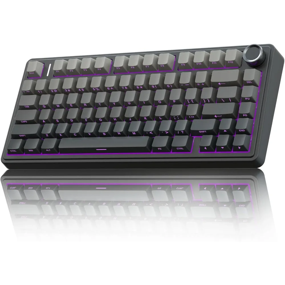 

F75 Pro Wireless Mechanical Keyboard 75 Percent Hot Swappable Custom with Knob RGB Backlit Pre Lubed Reaper Switches Side