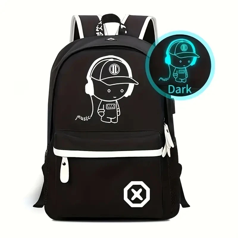 Crianças Anime Luminous Mochila Escolar, Saco de Livro Impermeável, USB Charging Schoolbag, Kids Gift, Meninos, Meninas