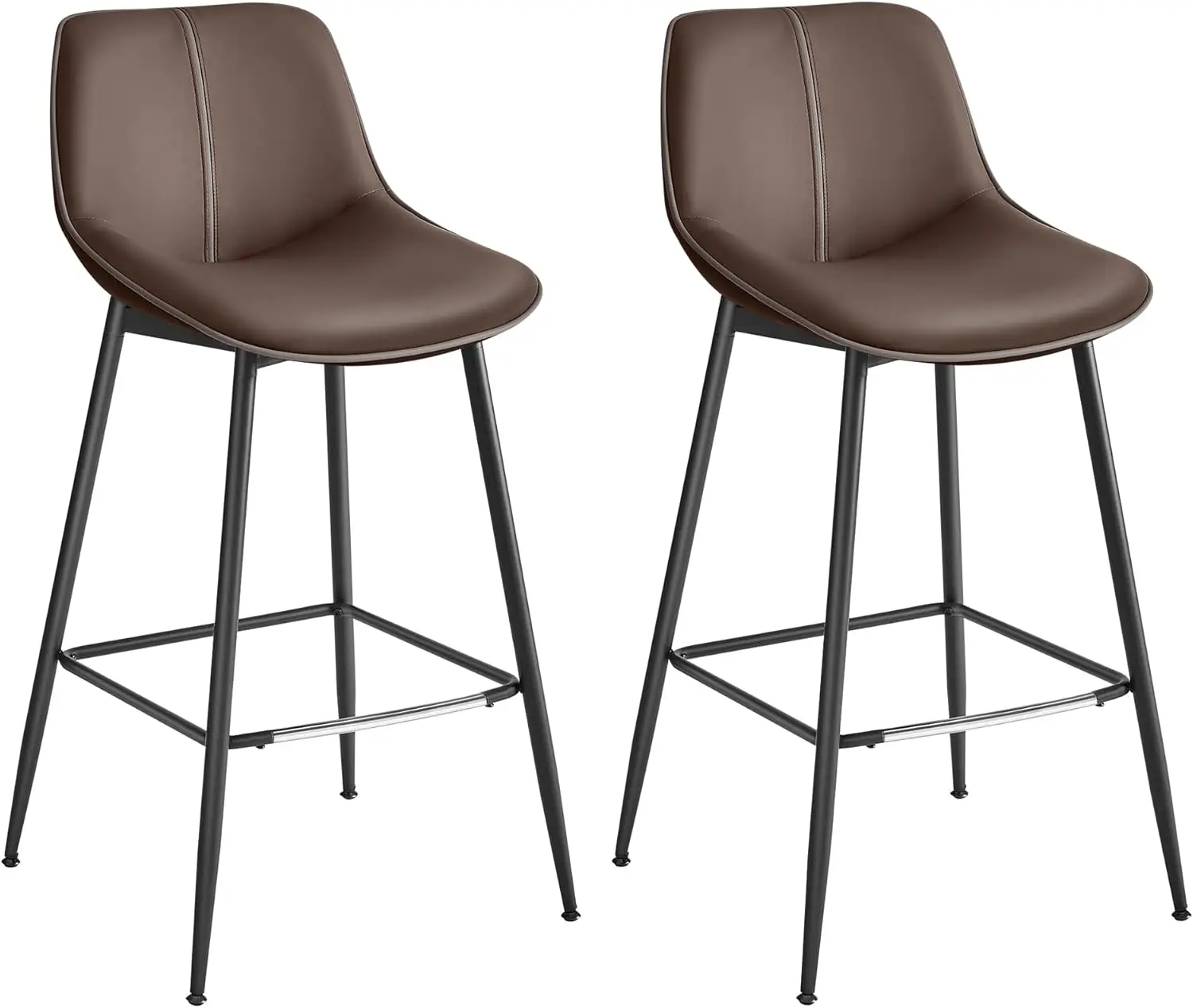 Bar Stools Set of 2, Bar Height Bar Stools with Back, Ergonomic Backrest, Synthetic Leather, Metal Legs, 28.7-Inch Tall Stools