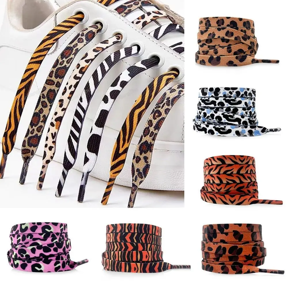 1Pair Animal Pattern Shoelaces Flat For AF1/AJ Sneakers Shoelaces Tiger/Snake/Leopard Print Shoelace Shoes Strings 120CM