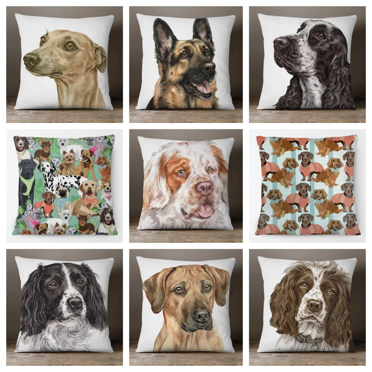 1pc Cute Dachshund Pillow Cover, Polyester 2D Double-Sided Print, Whimsical Wiener Dog Pattern Art, Dog Lover Home & Car Decor G