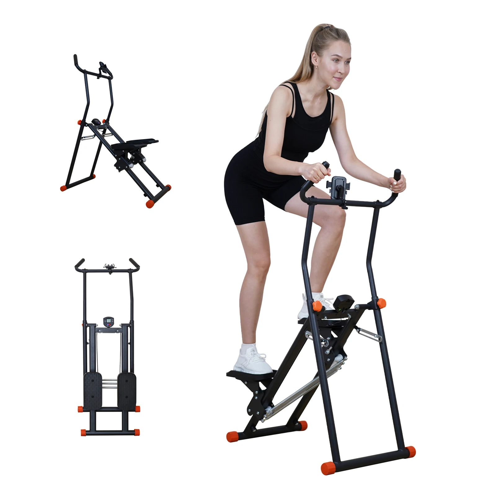 Newest Foldable Vertical Stair Stepper, Durable Steel Plastic Home Cardio Climber with Timer & Extended Step Range