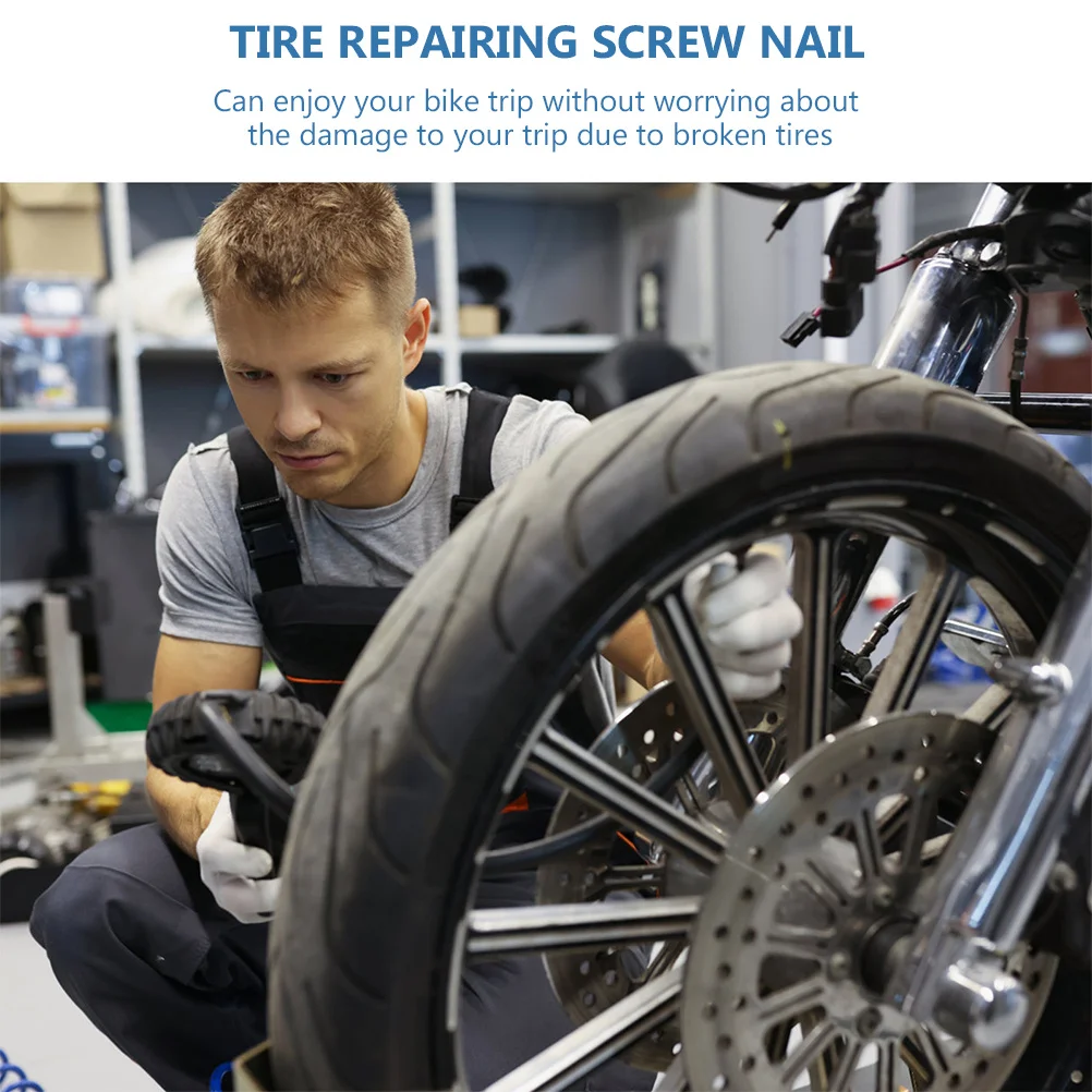 

60Pcs Tire Repair Rubber Nails Corrosion Resistant Tire Rubber Screw Nails for Electric Bike Motorbike Car Repairing Screw Nail