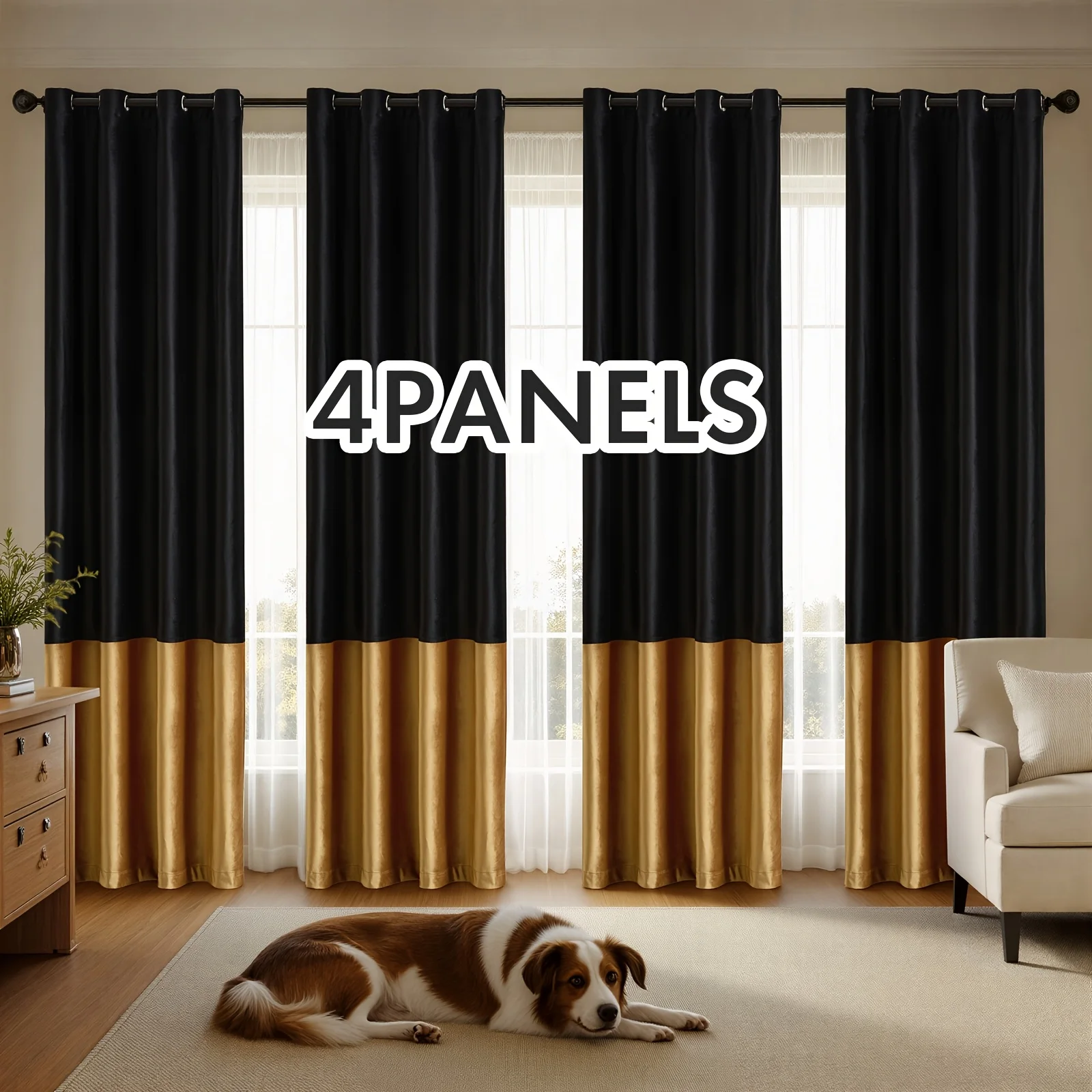 4Panels Velvet Curtains Farmhouse Drapes for Bedroom Living Room Darkening with Grommet