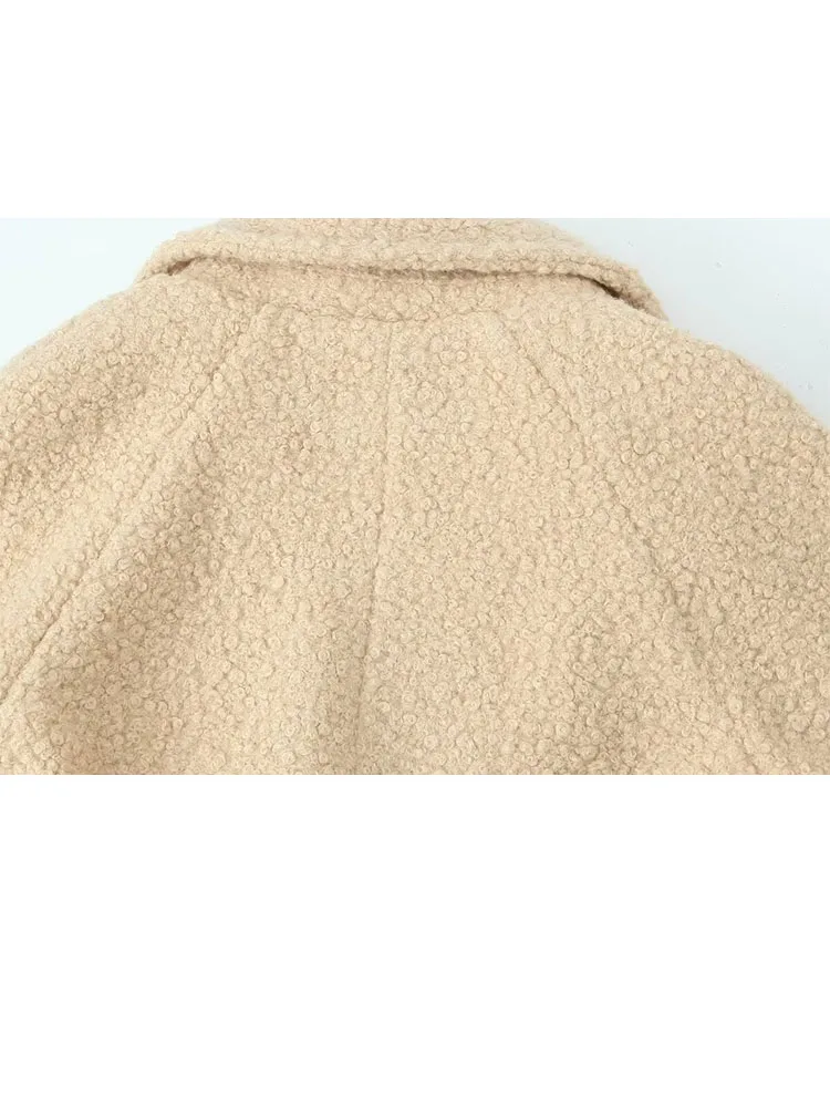 HH nueva mujer moda de invierno Color sólido manga larga doble botonadura cinturón decoración abrigo largo mujer Casual desplazamientos abrigo largo