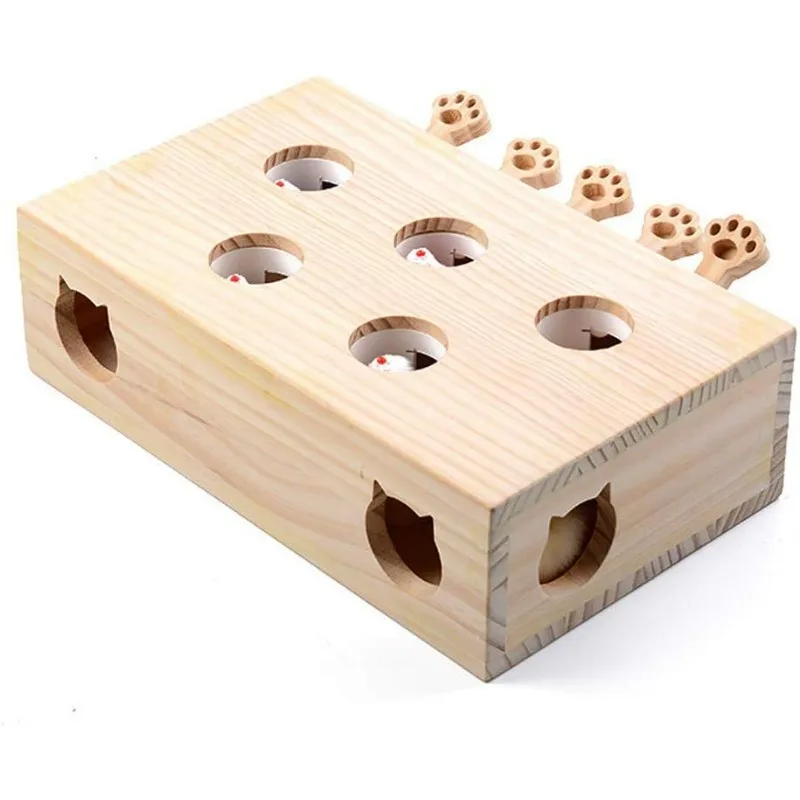 

Деревянная игрушка для кошек, интерактивная игра-головоломка для домашних кошек, скребок для забавных ловли мышей, отбойник от скуки