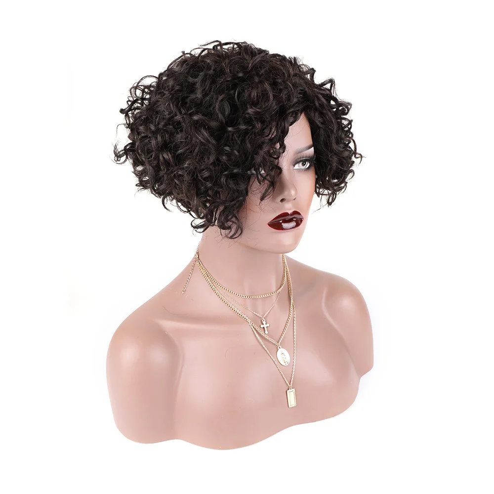 8 Inche 100% Human Hair Wigs Pixie Cut Wigs for Women Pixie Layered Wavy Wigs Brazilian Remy Short Curly Wig Natural Human Hair