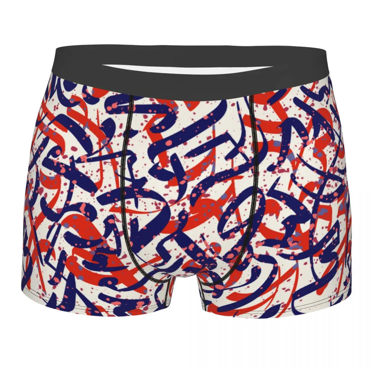 Men Abstract Modern Boxer Shorts Panties Polyester Underwear Graffiti Letters Male Funny Underpants