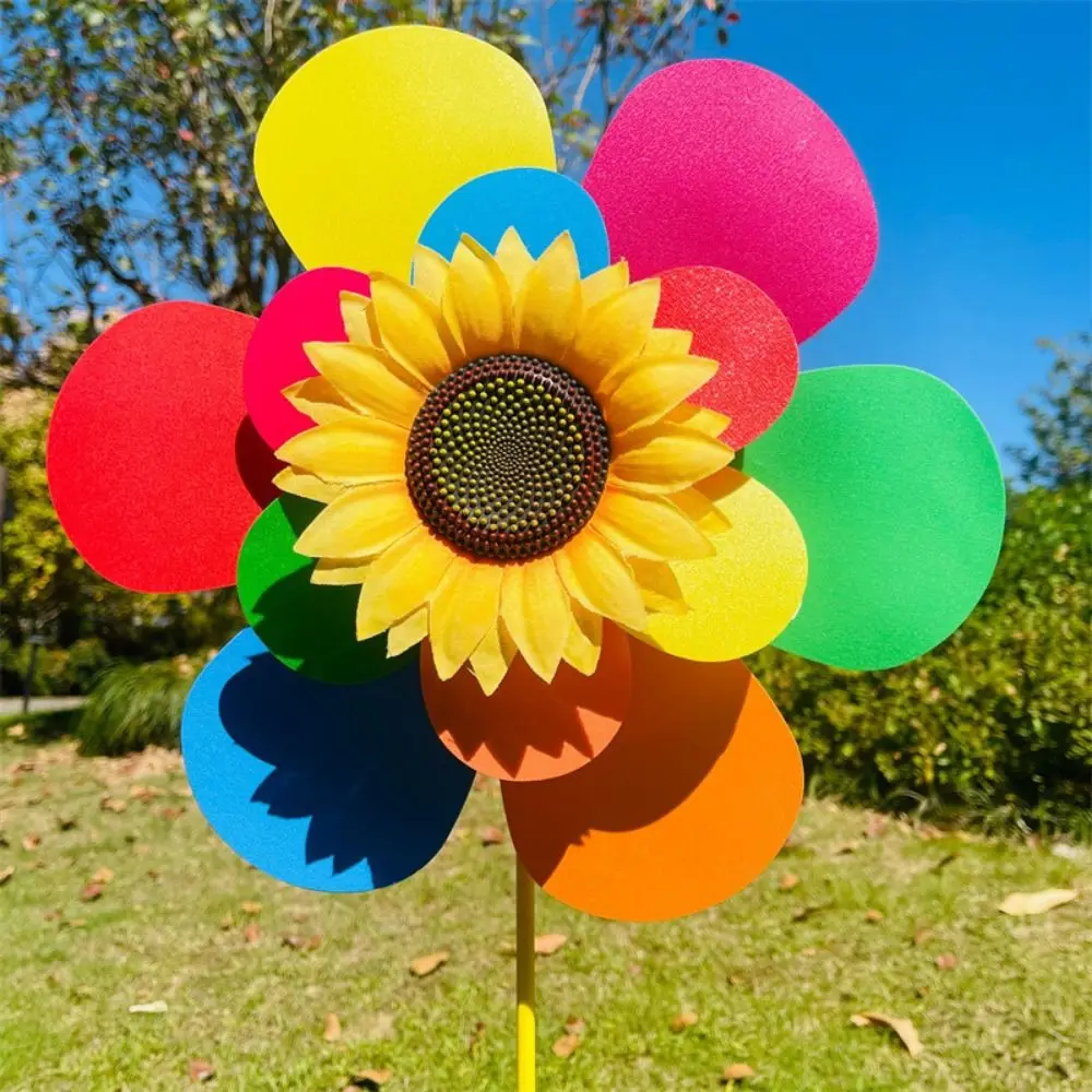 Multistyles Sunflower Windmill PVC Diameter 36cm Rotating Sunflower Stake Standing Lawn Flower Pinwheel