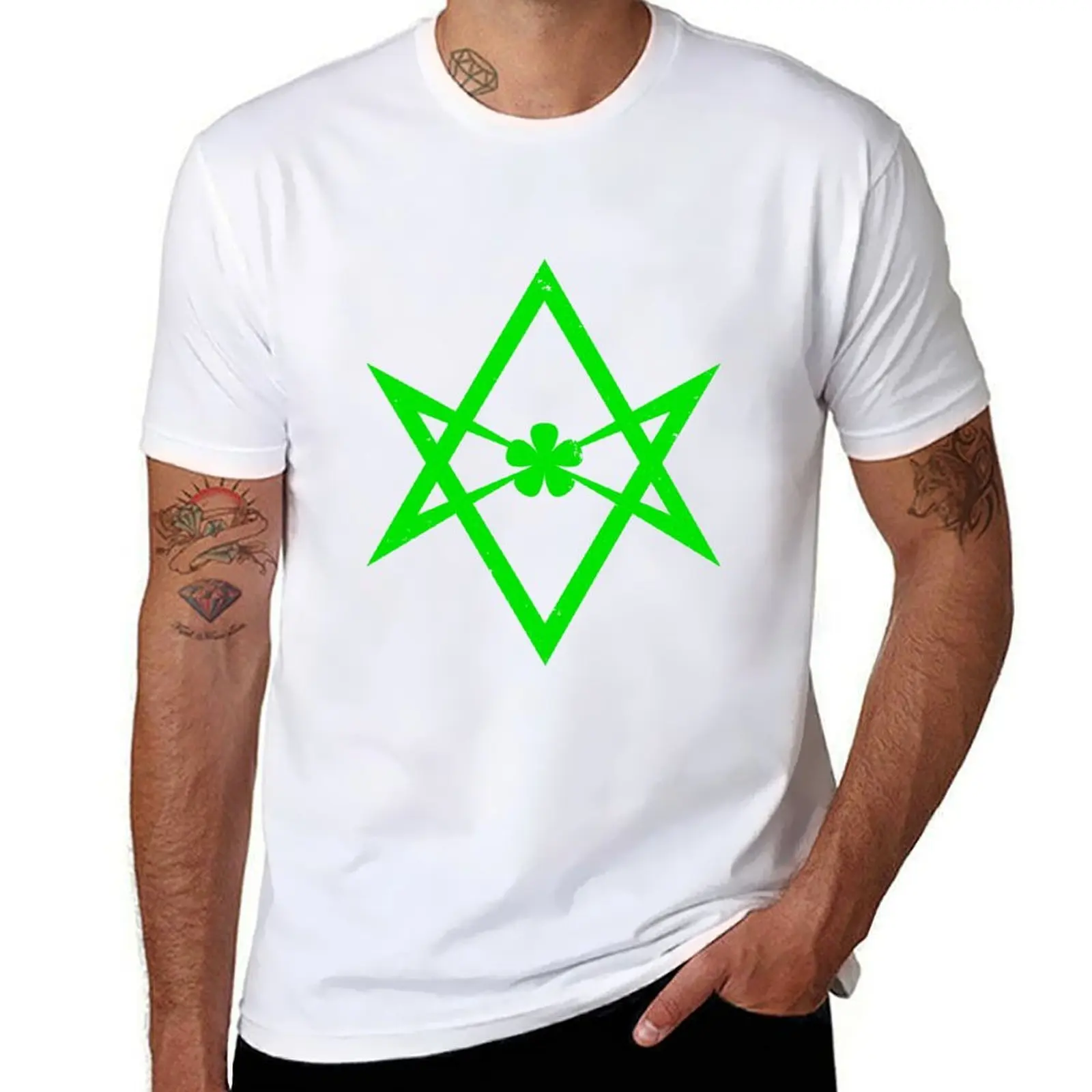 

Light Green Aleister Crowley's Unicursal Hexagram T-Shirt graphic t shirts for man man t shirt cotton T-Shirt