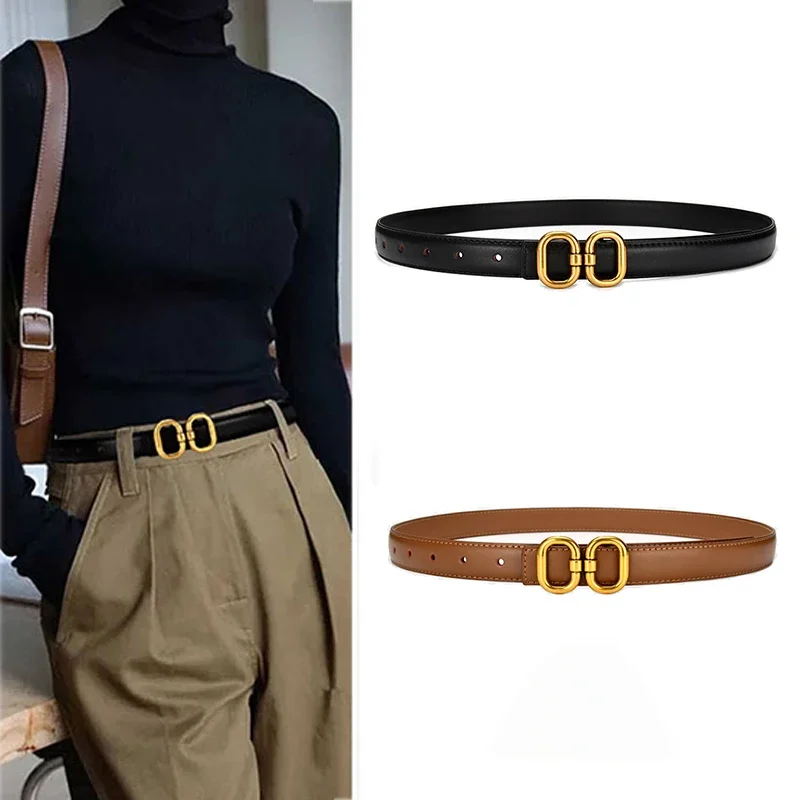 2024 New Women's Belt Classic Gold Pin Buckle Belt Fashion PU Leather Premium Feeling Pant Belts for Women Designer Belt