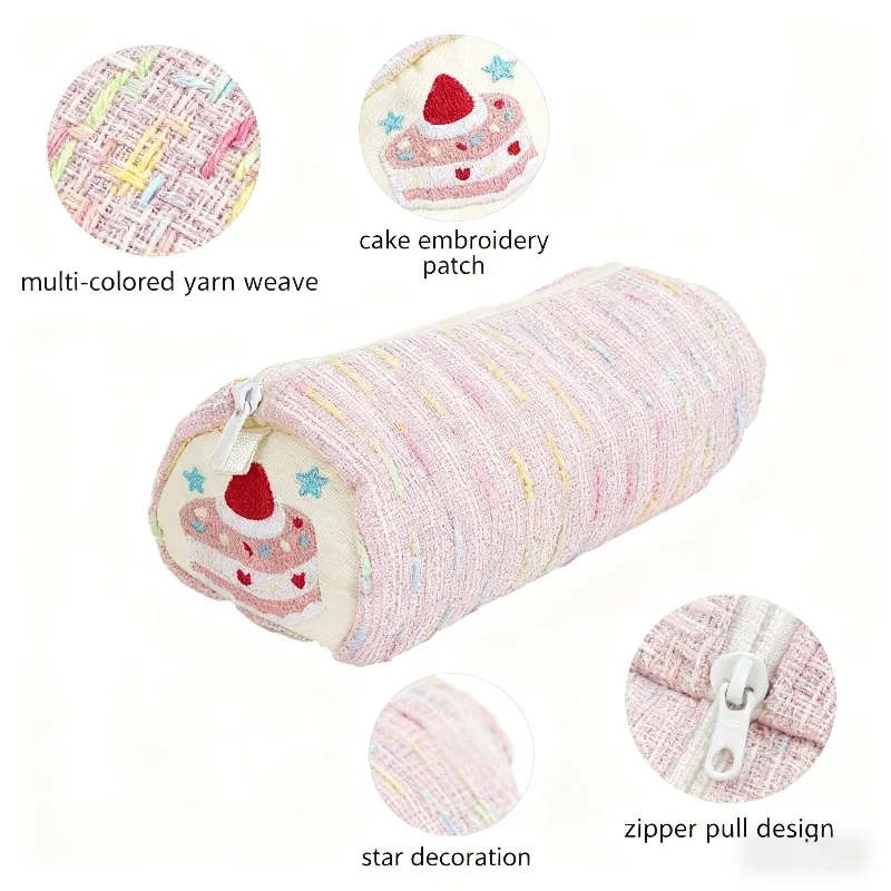 

Милый пенал с рисунком торта, красочная вязаная сумка для ручек для студентов, кавайный канцелярский органайзер для школьных принадлежностей