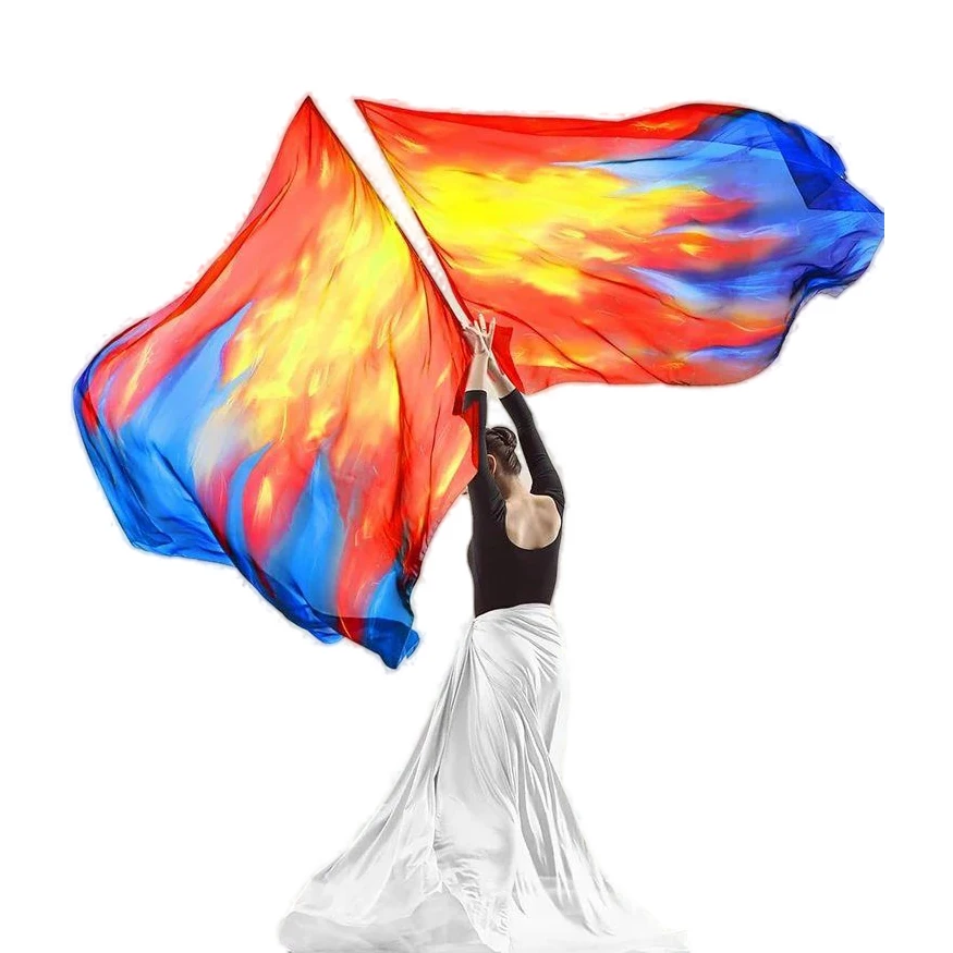 

Praise Dance Worship Flags with Rod Semicircle Angel Wing Flag Church Praise Flags for Worship Dance Banner Outdoor Performance