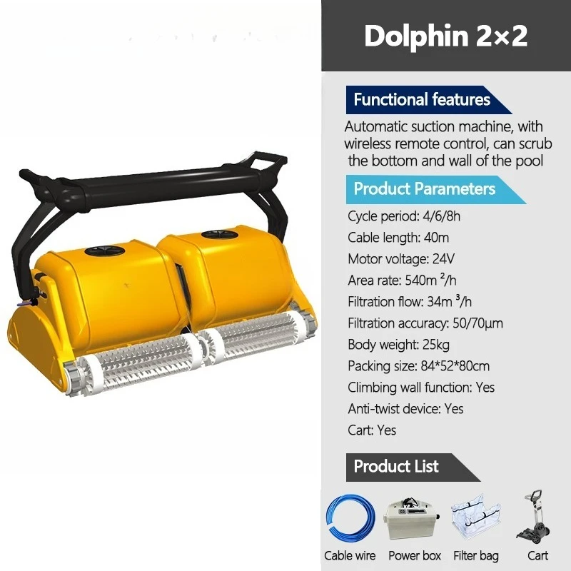 Dolphin Automatic Swimming Pool Cleaning Robot & Cleaner with Climbing Wall Vacuuming 1 Year Warranty