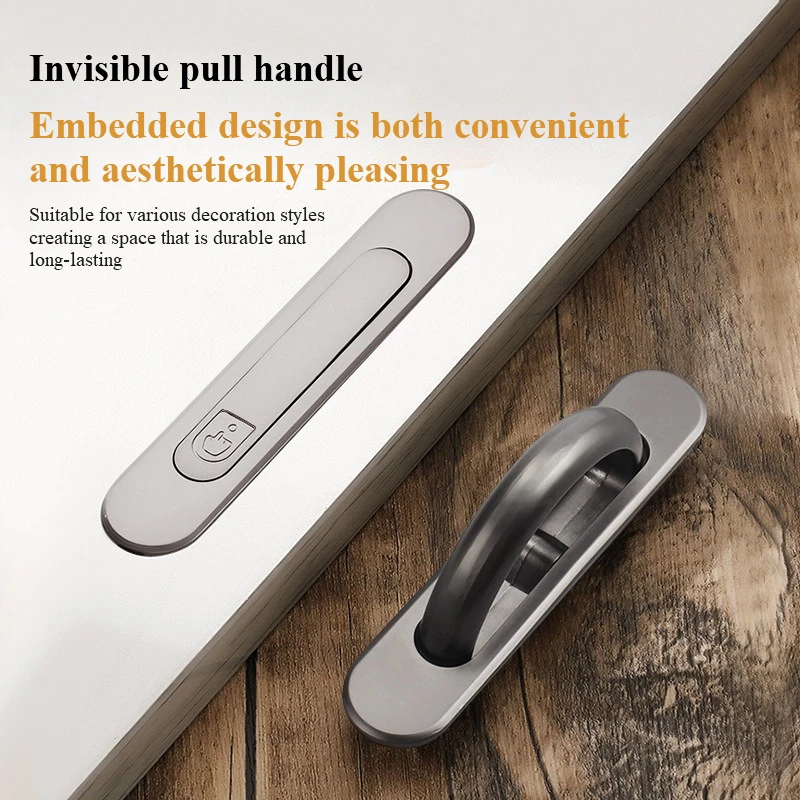 Tatami embedded dark handle modern simple invisible inlaid zinc alloy concealed cabinet door hidden dark handles