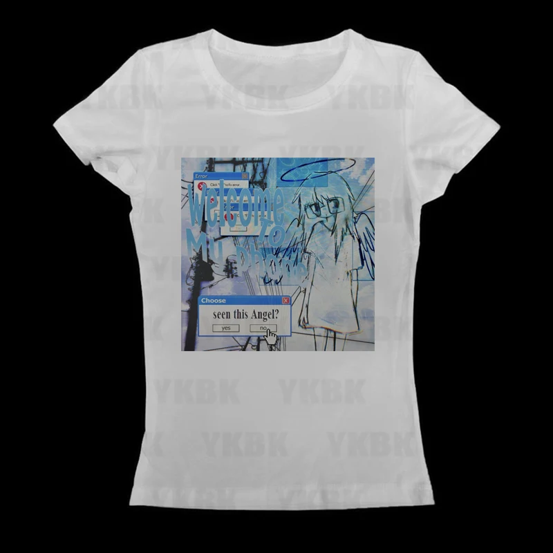 Mode Lässig Japan Y2K Drucken Anime Brief Goth 90s Frau Kleidung Frauen Harajuku Straße Mädchen Oansatz Kurzen Ärmeln T-shirts