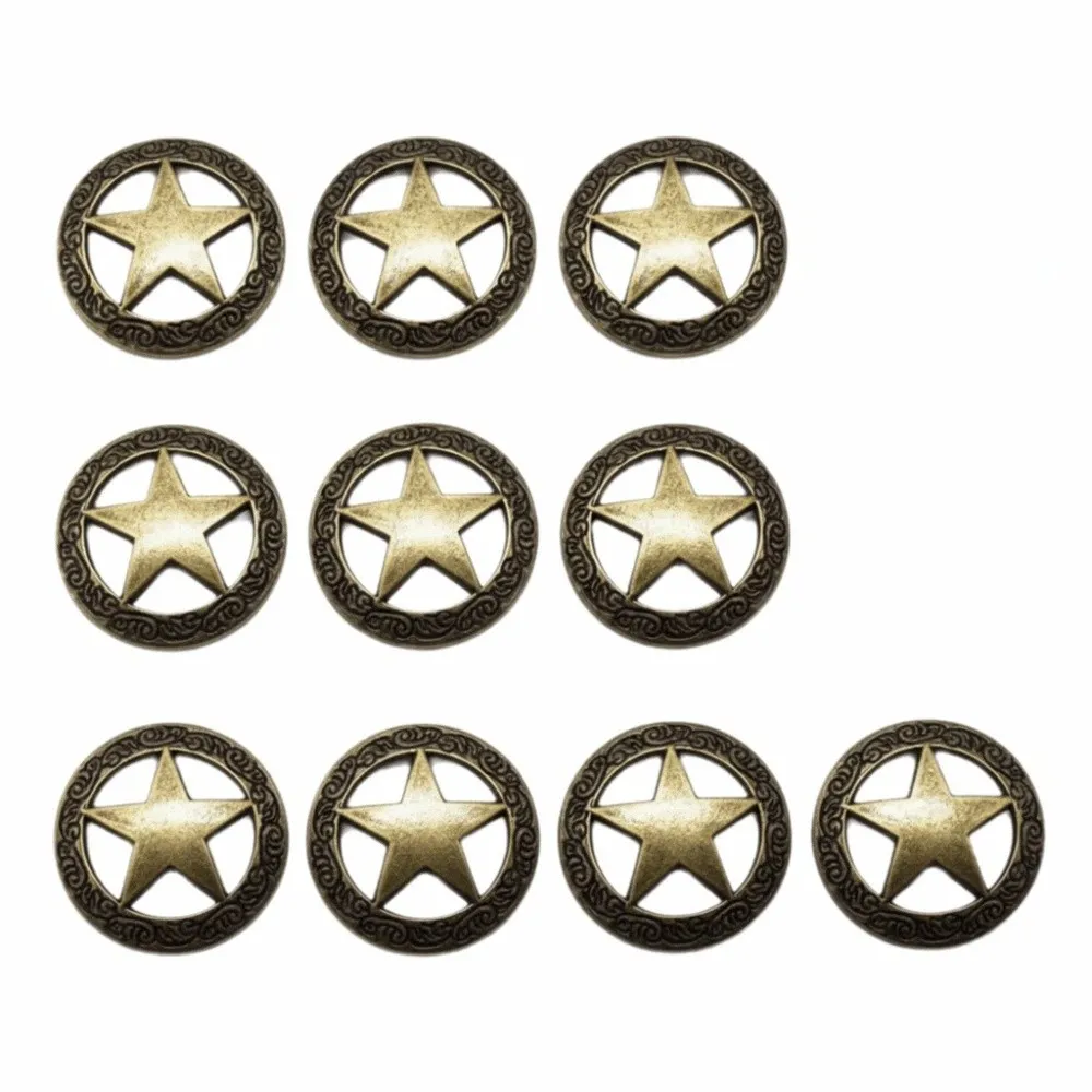 Stars Hollowed Out Replacement Casting Buckle Small Size Screw Back Vintage Metal Concho Rivet Nuts Round Shape