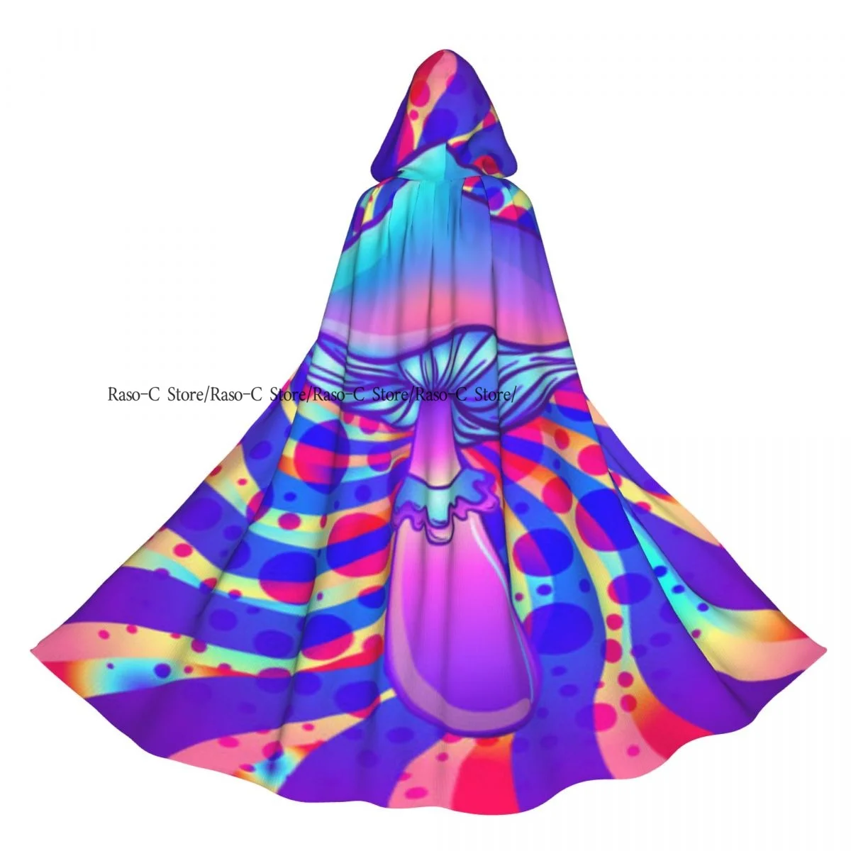 

Mushrooms Psychedelic 60s Hippie Art Hooded Cloak Polyester Unisex Witch Cape Costume Accessory